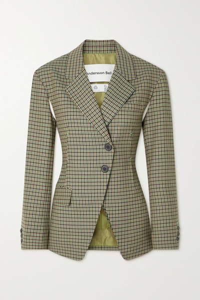 유럽직배송 앤더슨벨 ANDERSSON BELL Celina cutout tie-detailed checked wool-blend blazer 24772899113131529
