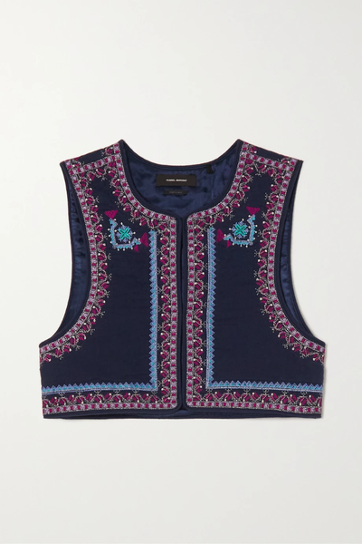 유럽직배송 이자벨마랑 ISABEL MARANT Cruz cropped embroidered cotton vest 33258524072507137