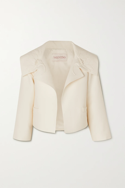 유럽직배송 발렌티노 자켓 VALENTINO Cropped appliquéd wool and silk-blend jacket 33258524072485084