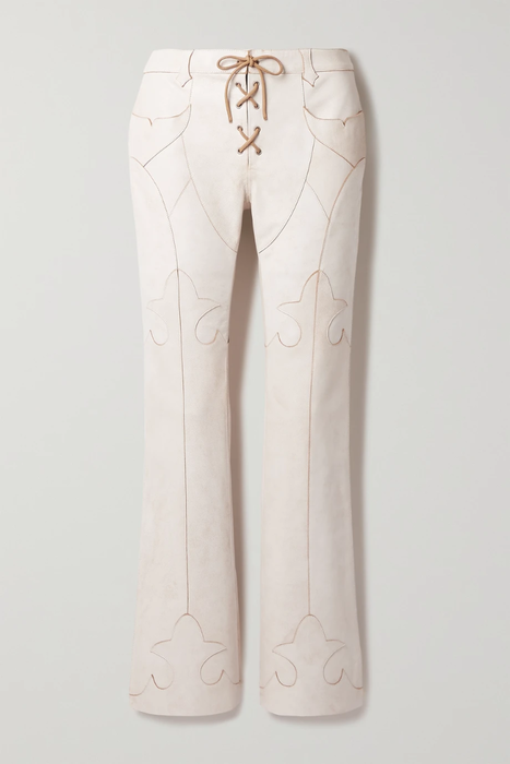 유럽직배송 아크네스튜디오 팬츠 ACNE STUDIOS Lace-up paneled cracked-leather straight-leg pants 24772899113056080