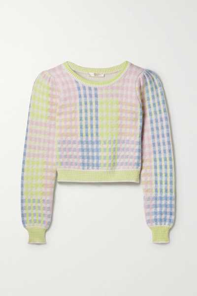 유럽직배송 러브샤크팬시 스웨터 LOVESHACKFANCY Dolana cropped checked knitted sweater 33258524072012805