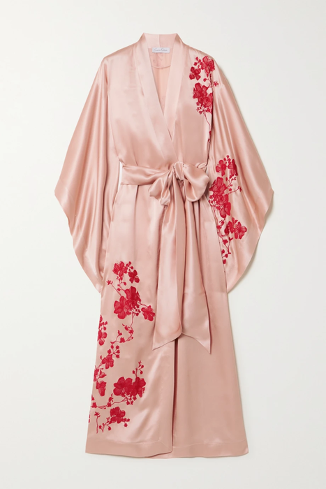 유럽직배송 카린길슨 로브 CARINE GILSON Lace-appliquéd silk-satin robe 36856120585403083