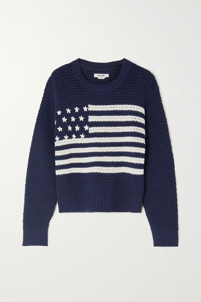 유럽직배송 리던 스웨터 RE/DONE 50s intarsia cotton-blend sweater 36856120585352138