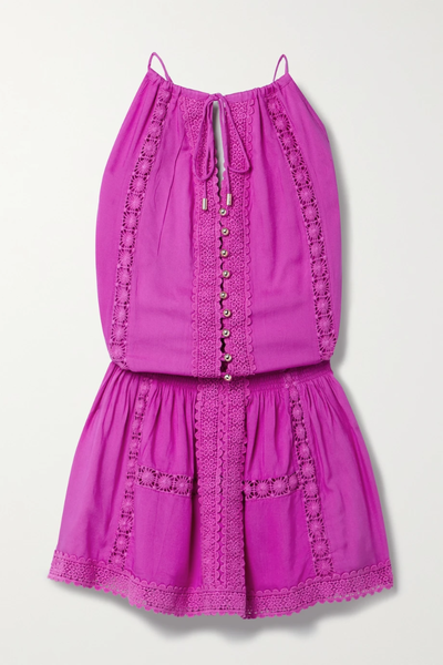 유럽직배송 멜리사오다바쉬 미니원피스 MELISSA ODABASH Chelsea crochet and lace-trimmed voile mini dress 33258524072026849