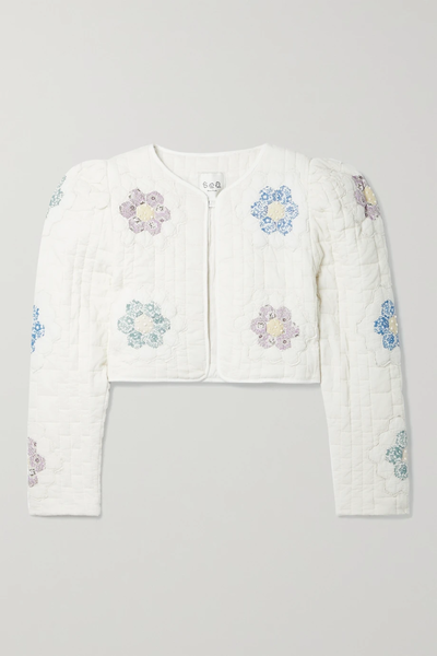 유럽직배송 SEA Violette cropped embroidered quilted padded patchwork printed cotton jacket 32027475399500787