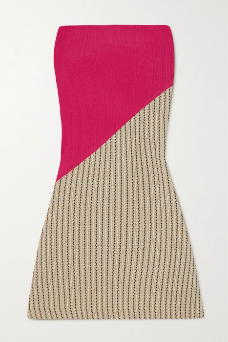 유럽직배송 AAIZÉL Strapless paneled ribbed and crochet-knit mini dress 32027475400257141