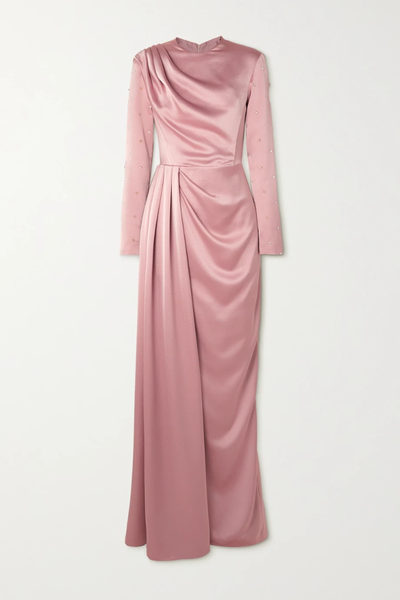 유럽직배송 라사리오 RASARIO Crystal-embellished draped satin gown 36856120585430922