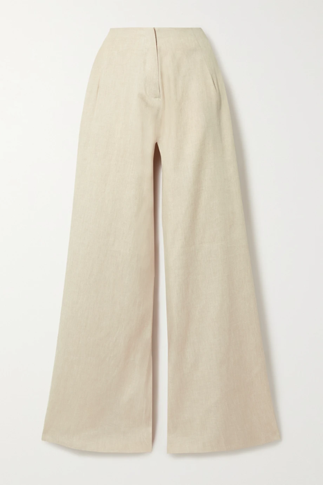 유럽직배송 AAIZÉL + NET SUSTAIN pleated stretch linen and cotton-blend twill wide-leg pants 32027475400251806