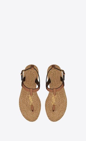 유럽직배송 입생로랑 카산드라 플랫 샌들 SAINT LAURENT cassandra flat sandals in vegetable-tanned leather with bronze-tone monogram 688692AAAM77052