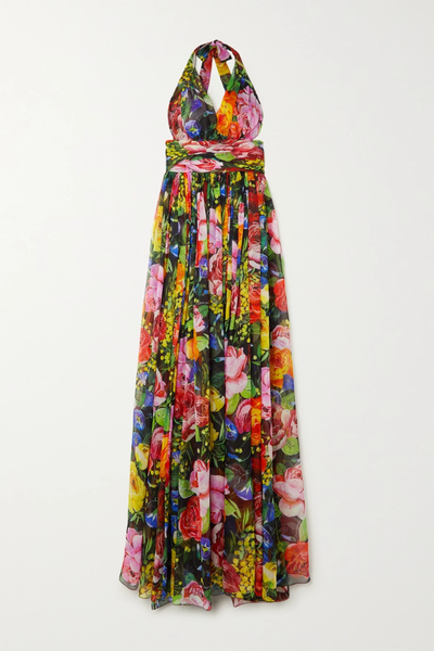유럽직배송 돌체앤가바나 DOLCE &amp; GABBANA Floral-print silk-chiffon halterneck gown 25185454455982327