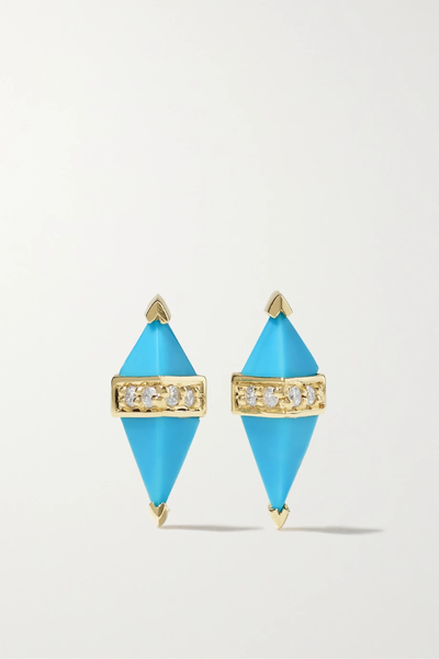 유럽직배송 SORELLINA Pietra 18-karat gold, turquoise and diamond earrings 43769801097807622