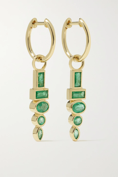 유럽직배송 SORELLINA Totem 18-karat gold emerald earrings 43769801097807621