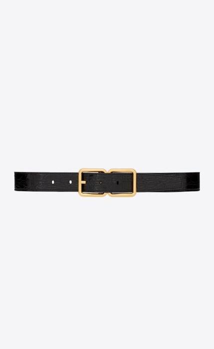유럽직배송 입생로랑 여성벨트 SAINT LAURENT double buckle belt in crocodile-embossed leather 6698651ZQ0J1000