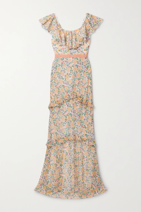 유럽직배송 살로니 원피스 SALONI Ella ruffled floral-print silk-georgette maxi dress 33258524072798627