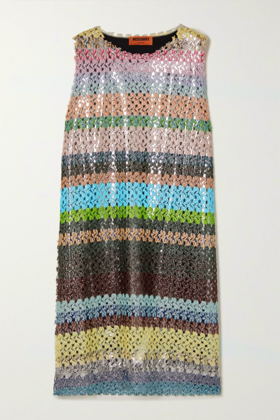 유럽직배송 미쏘니 미니원피스 MISSONI Metallic striped scalloped crochet-knit mini dress 25185454456045747