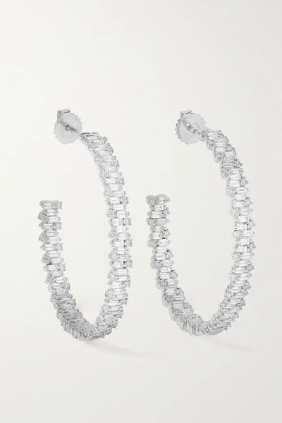 유럽직배송 수잔케일런 귀걸이 SUZANNE KALAN 18-karat white gold diamond hoop earrings 29419655932164961