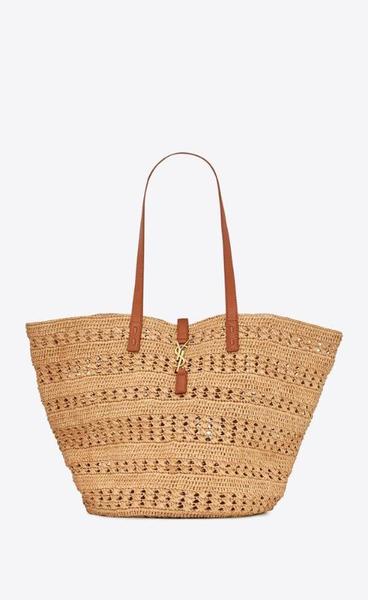 유럽직배송 입생로랑 파니에 토트백 SAINT LAURENT panier medium bag in crochet raffia and smooth leather 688221GAAAC2080