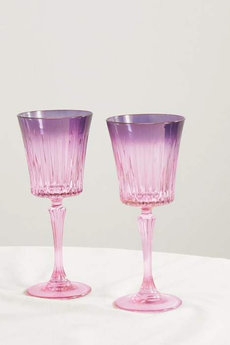 유럽직배송 LUISA BECCARIA Shaded set of two iridescent degradé water glasses 36594538429970254
