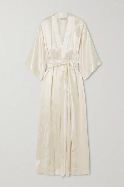 유럽직배송 카린길슨 로브 CARINE GILSON Chantilly lace-trimmed silk-satin robe 36856120585402140