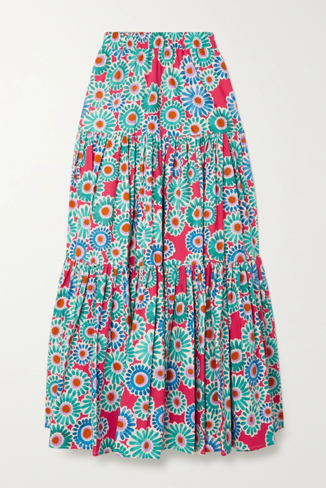 유럽직배송 라더블제이 LA DOUBLEJ Big tiered floral-print cotton-poplin maxi skirt 34344356236743205