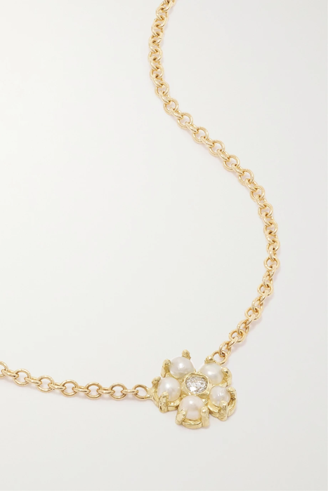 유럽직배송 제니퍼메이어 목걸이 JENNIFER MEYER Mini Flower 18-karat gold, pearl and diamond necklace 36856120585611372