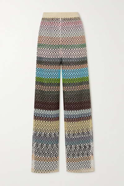 유럽직배송 미쏘니 팬츠 MISSONI Metallic striped crochet-knit wide-leg pants 25185454456045909