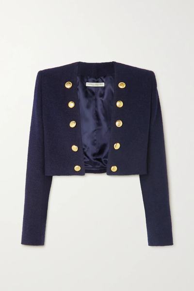 유럽직배송 알렉산드라리치 ALESSANDRA RICH Cropped button-embellished wool-blend bouclé-tweed blazer 33258524072675119