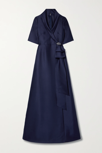 유럽직배송 림아크라 REEM ACRA Embellished wrap-effect satin-piqué gown 34344356237631192