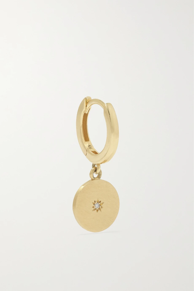 유럽직배송 ANDREA FOHRMAN Full Moon 14-karat gold diamond single hoop earring 38063312419617376