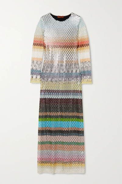 유럽직배송 미쏘니 원피스 MISSONI Metallic striped crochet-knit maxi dress 25185454456055396