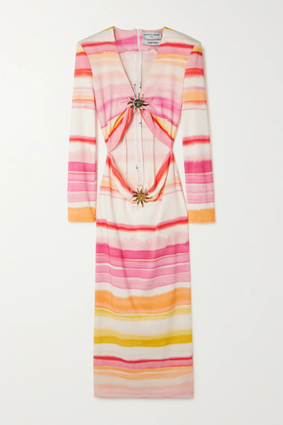유럽직배송 ROWEN ROSE 원피스 Cutout embellished striped organic cotton midi dress 33258524072519038