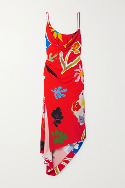 유럽직배송 몬세 원피스 MONSE Asymmetric cutout floral-print crepe midi dress 32027475400329665