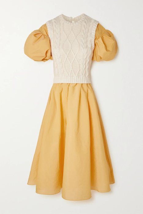 유럽직배송 로지애슐린 원피스 ROSIE ASSOULIN Layered cable-knit cotton and cotton-blend crepe midi dress 33258524072553780