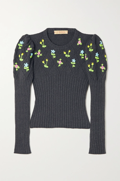 유럽직배송 CORMIO Oma 2.0 embroidered ribbed pima cotton sweater 34344356236567412