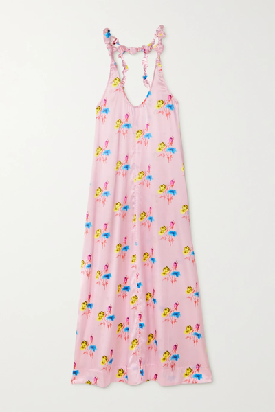 유럽직배송 가니 원피스 GANNI Floral-print stretch organic silk-satin midi dress 29419655932385757