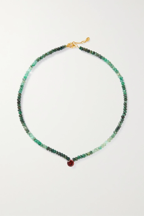 유럽직배송 BY PARIAH Recycled gold vermeil, emerald and garnet necklace 38063312419985584