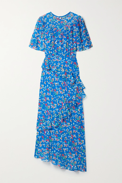 유럽직배송 살로니 원피스 SALONI Vida-B ruffled floral-print silk-chiffon maxi dress 33258524072794978