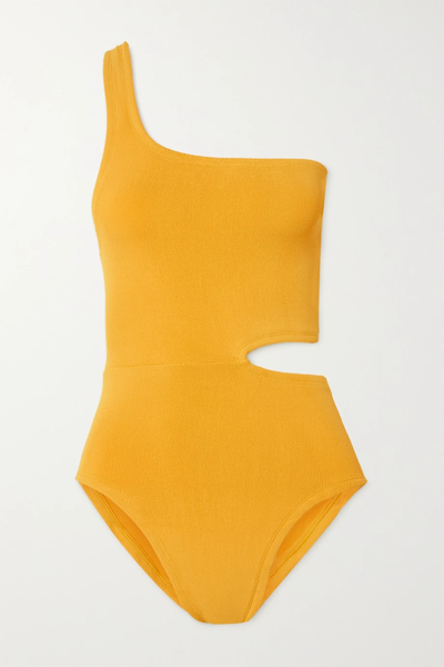 유럽직배송 훈자지 HUNZA G + NET SUSTAIN Lena Nile one-shoulder cutout seersucker swimsuit 27086482324475141
