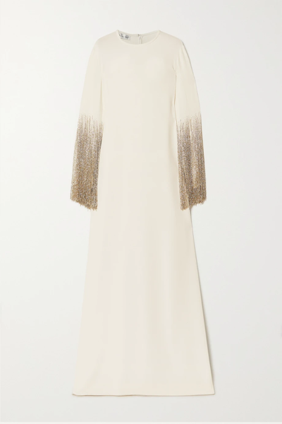 유럽직배송 오스카르데라렌타 OSCAR DE LA RENTA Fringed embellished silk-blend gown 36856120585602158