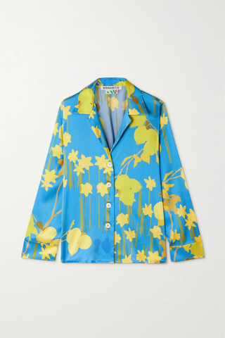 유럽직배송 베르나데트 파자마 셔츠 BERNADETTE Louis floral-print stretch-silk satin pajama shirt 38063312420748507
