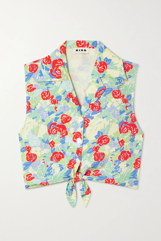 유럽직배송 릭소 셔츠 RIXO Antigua floral-print cotton and TENCEL-blend shirt 38063312420391582