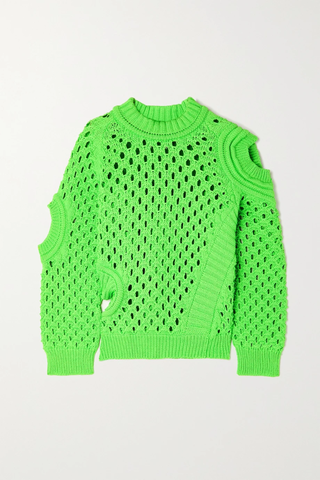 유럽직배송 스텔라맥카트니 스웨터 STELLA MCCARTNEY Asymmetric cutout open-knit cotton-blend sweater 33258524071977431