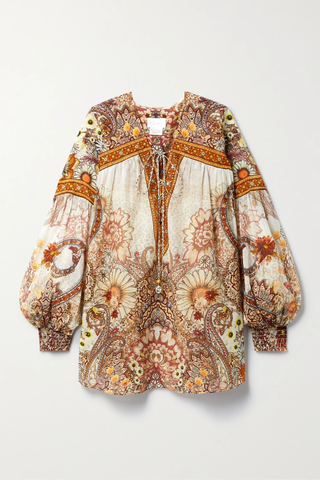 유럽직배송 카밀라 블라우스 CAMILLA Embellished printed cotton and silk-blend blouse 32027475400179622