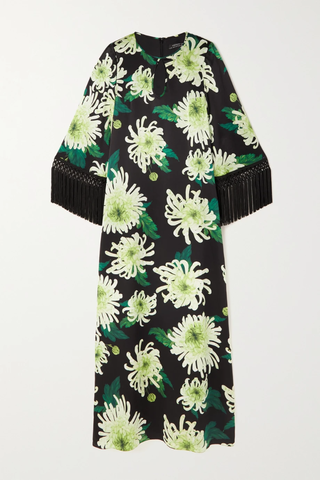 유럽직배송 앤드류지엔 ANDREW GN Cutout fringed floral-print silk-satin gown 36594538430031921