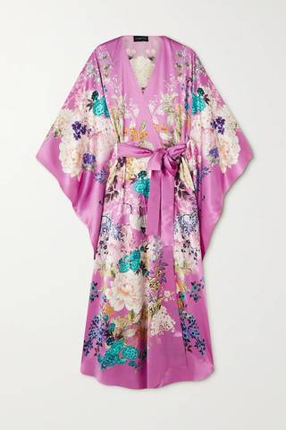 유럽직배송 MENG Belted floral-print silk-satin robe 38063312419378142