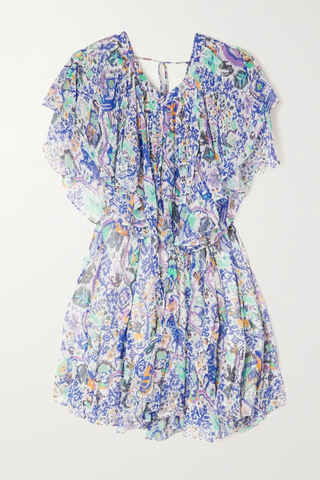 유럽직배송 이자벨마랑 미니원피스 ISABEL MARANT Amelie ruffled pleated printed silk-chiffon mini dress 33258524072507376