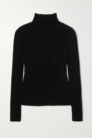 유럽직배송 ENVELOPE 1976 Son wrap-effect ribbed recycled cashmere-blend turtleneck sweater 16114163150499400
