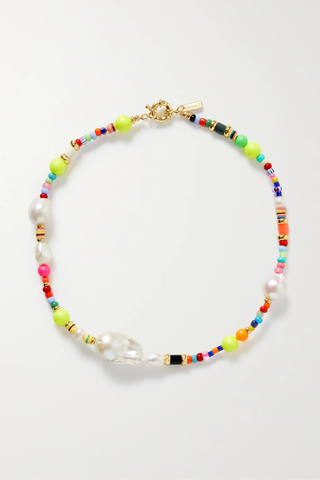 유럽직배송 MARTHA CALVO Mosaic gold-tone, beaded and pearl necklace 45666037504153738
