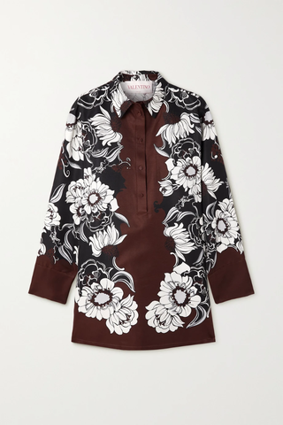 유럽직배송 발렌티노 셔츠원피스 VALENTINO Oversized floral-print cotton and silk-blend faille mini shirt dress 33258524072485089