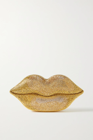 유럽직배송 주디스리버 클러치 JUDITH LEIBER COUTURE Gold Lips crystal-embellished gold-tone clutch 32027475399525229